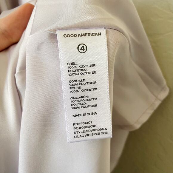 Good American V Neck Washed Satin Slip Dress Lilac Whisper Dress Size 4 - Picture 6 of 6